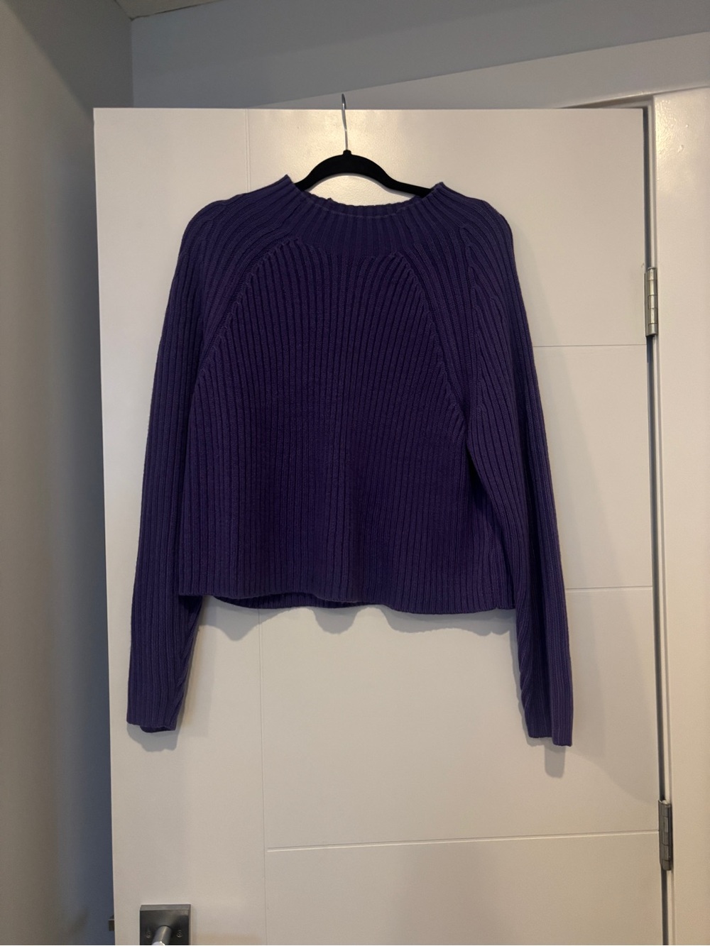 H&M Deep Purple Ribbed Crewneck Sweater